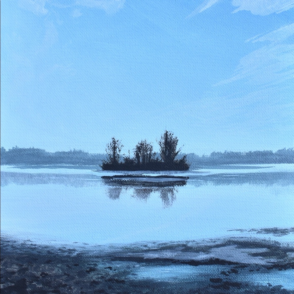 Marrow pond during draw down small landscape art